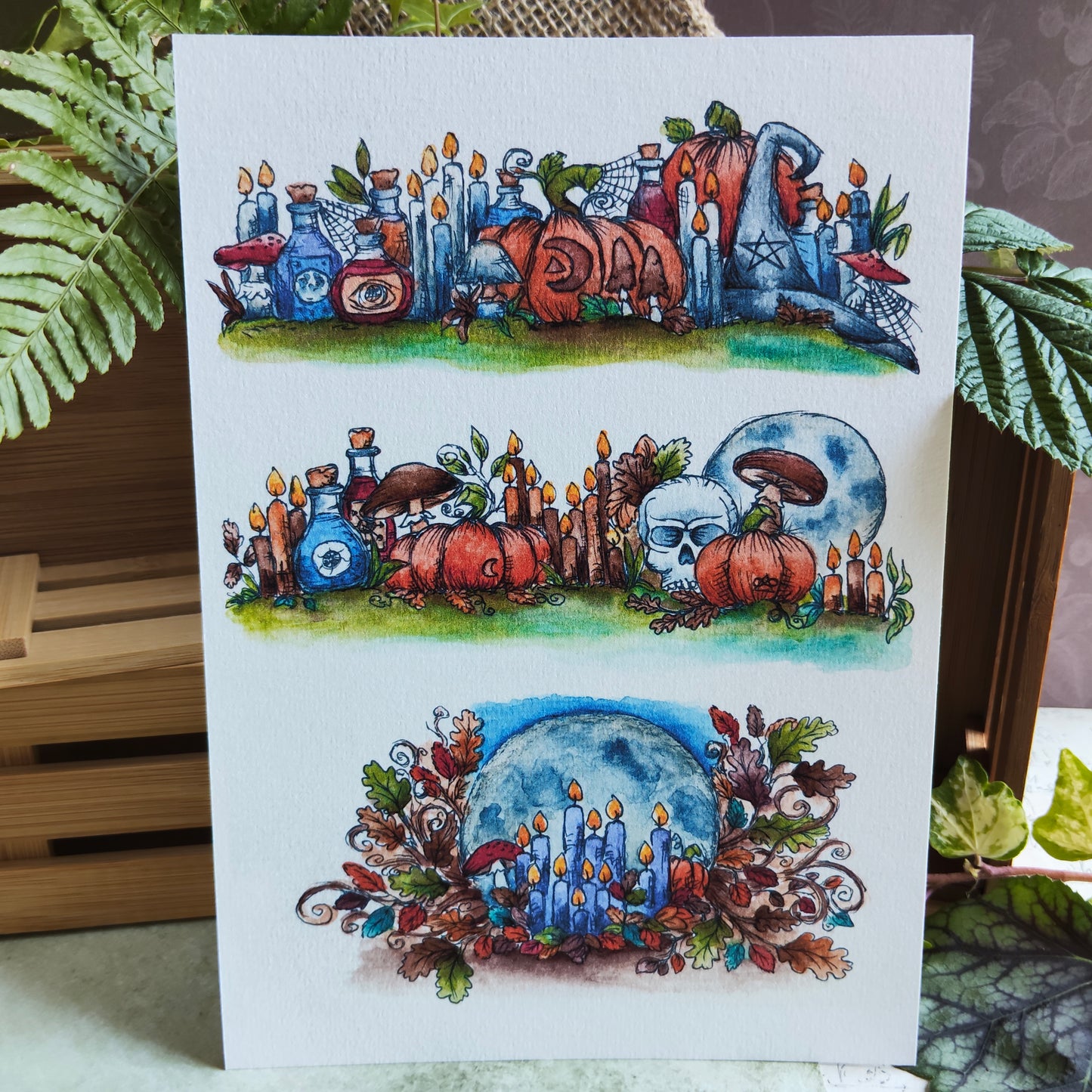 Affiche A5 Automne Enchanté – Citrouille Magie Fiole et Citrouilles