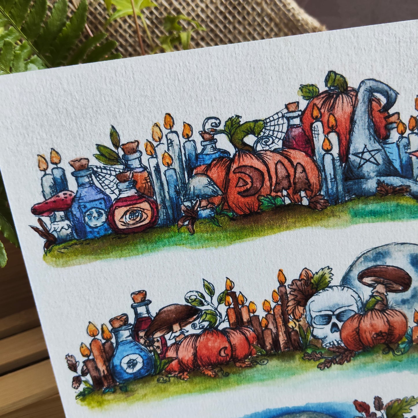 Affiche A5 Automne Enchanté – Citrouille Magie Fiole et Citrouilles