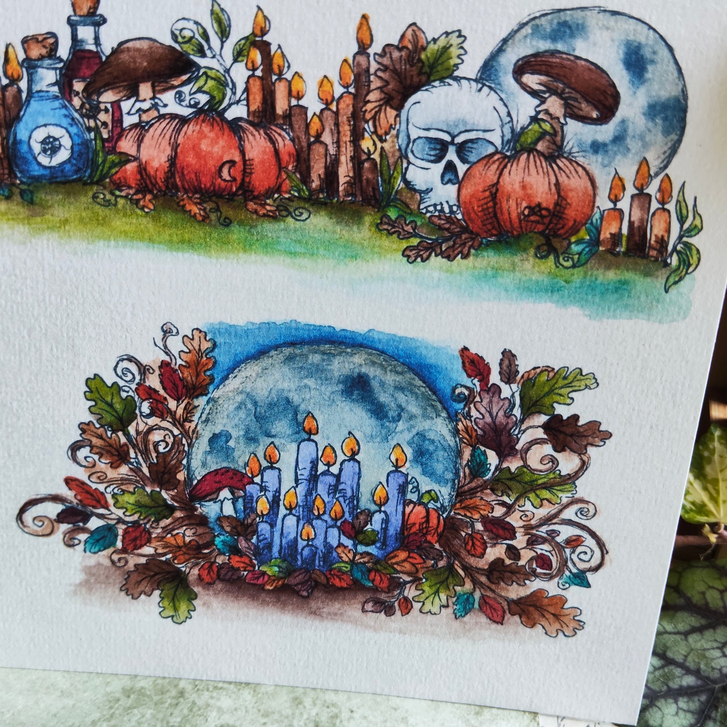 Affiche A5 Automne Enchanté – Citrouille Magie Fiole et Citrouilles