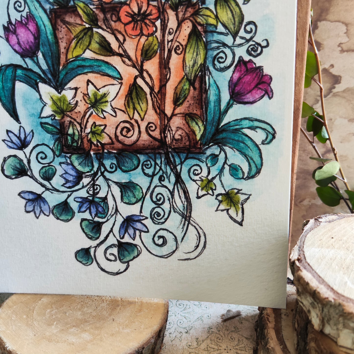 Affiche A5 – Cœur végétal – Illustration florale douce