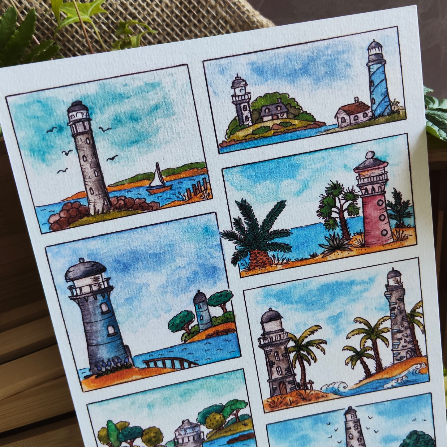 Affiche A5 Moodboard Phare – Paysage Marin Mer Bretagne