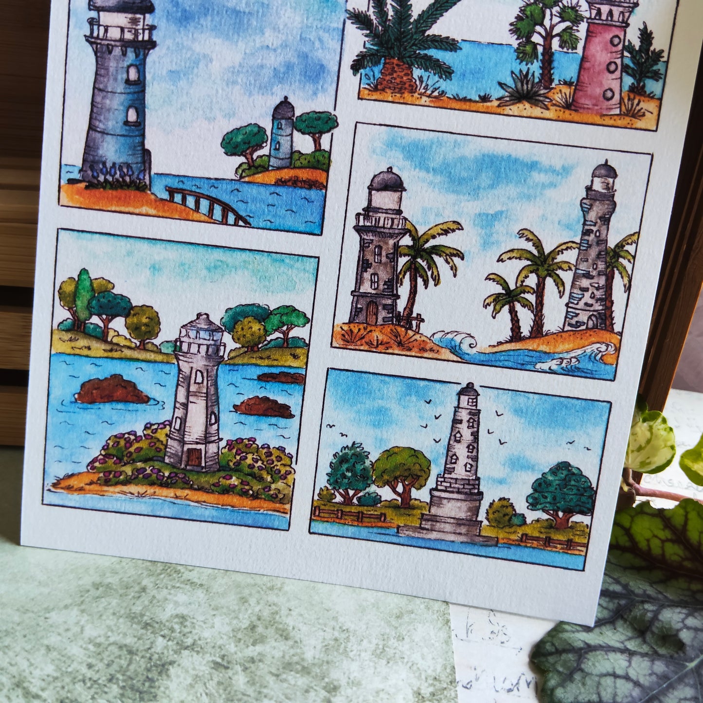 Affiche A5 Moodboard Phare – Paysage Marin Mer Bretagne