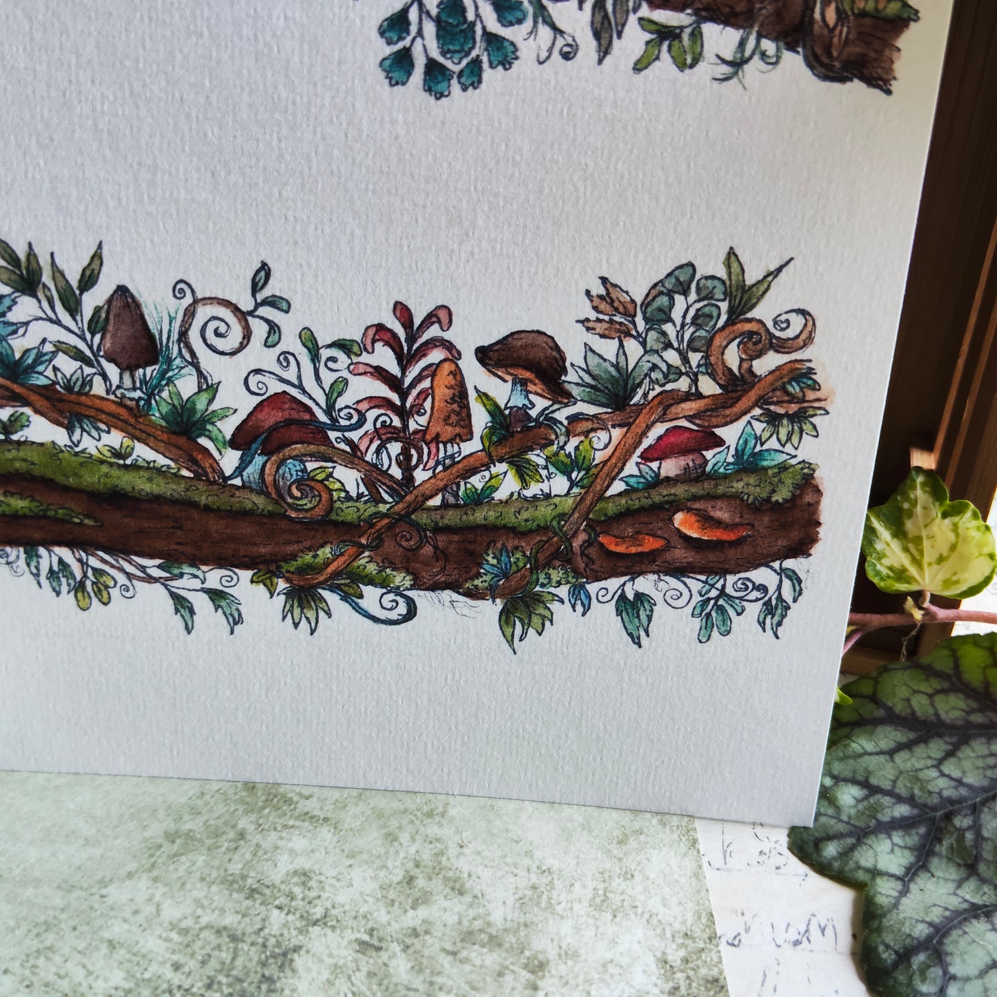 Affiche A5 Forêt Enchantée – Champignons mignon sur Branches
