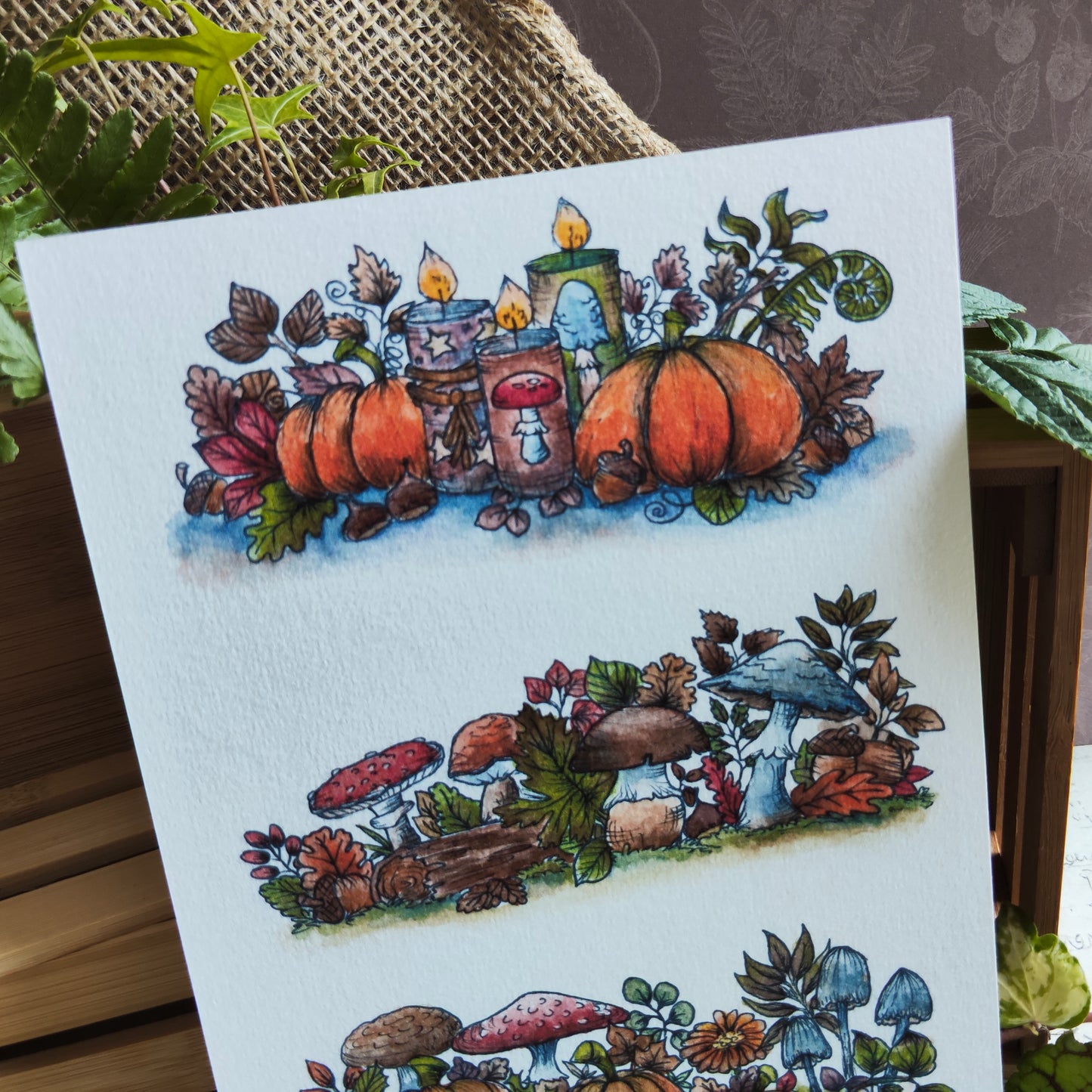 Affiche A5 Citrouille, Feuilles & Bougies – Automne Féérique