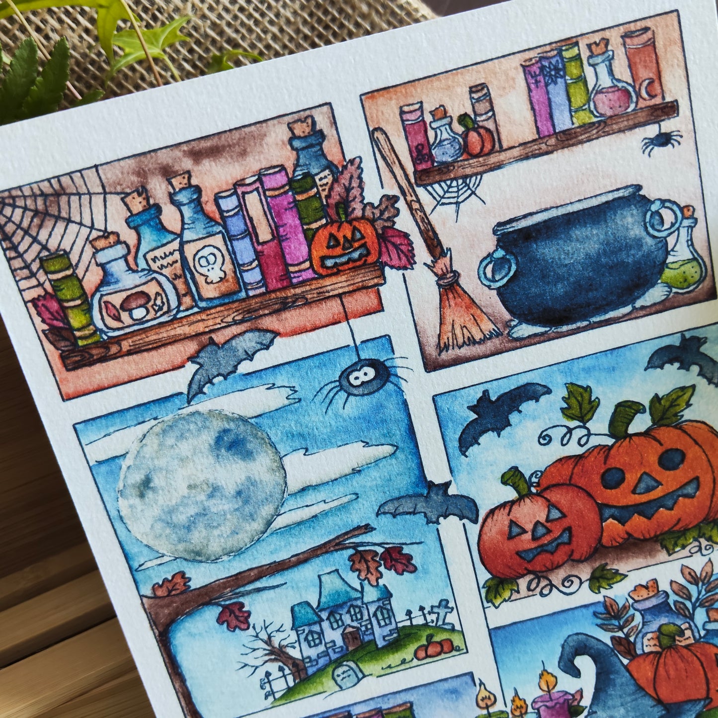 Affiche Halloween Magique – Citrouille & Sorcière