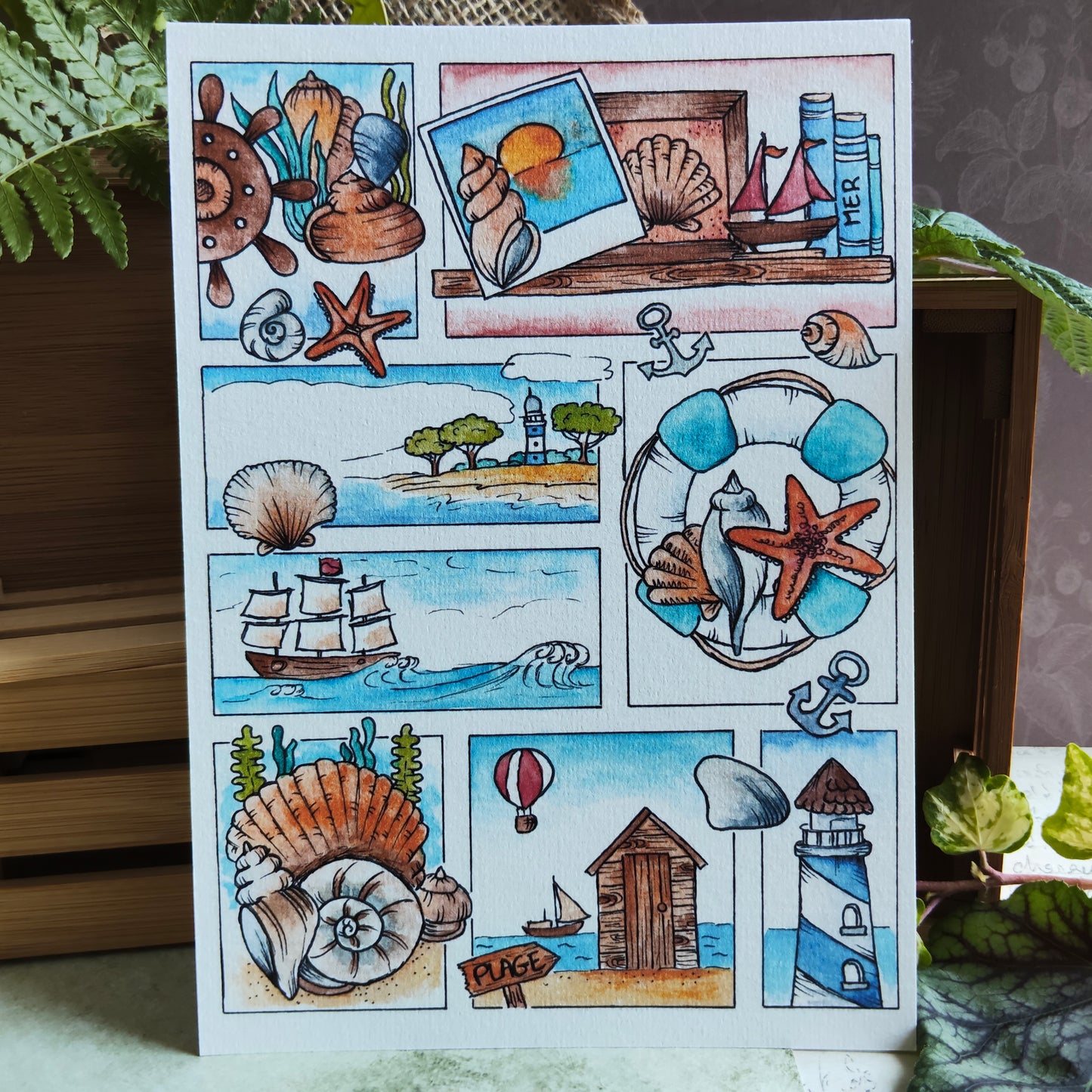 Affiche A5 Marin & Phare – Vacances en Bord de Mer