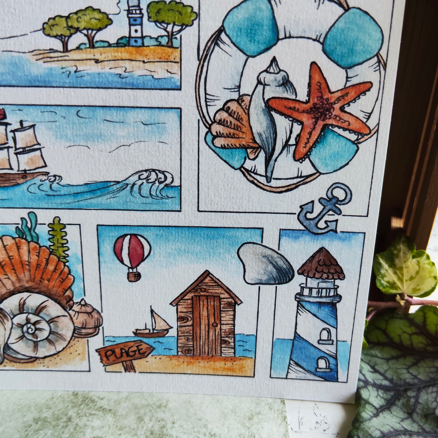 Affiche A5 Marin & Phare – Vacances en Bord de Mer
