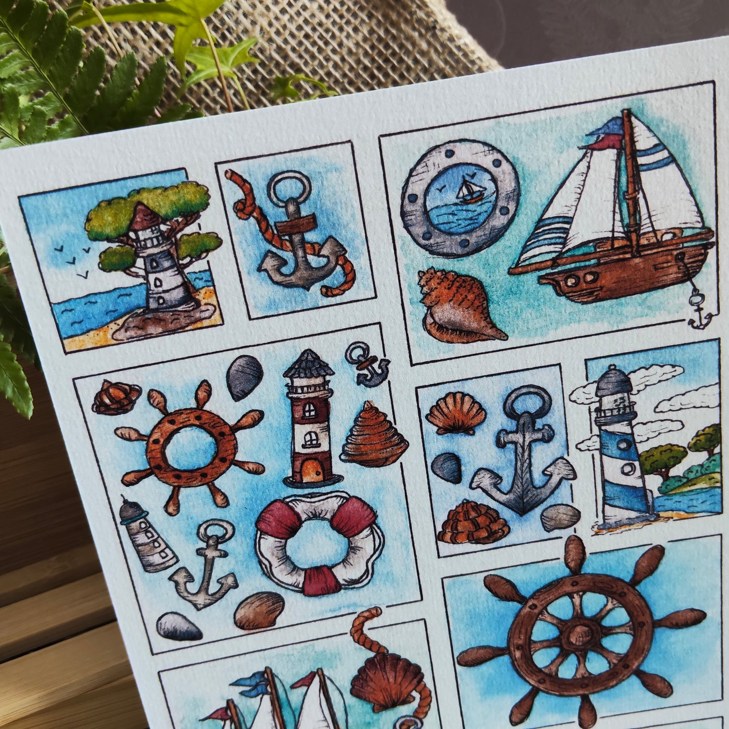 Affiche Moodboard Marin – Bateaux et Coquillages