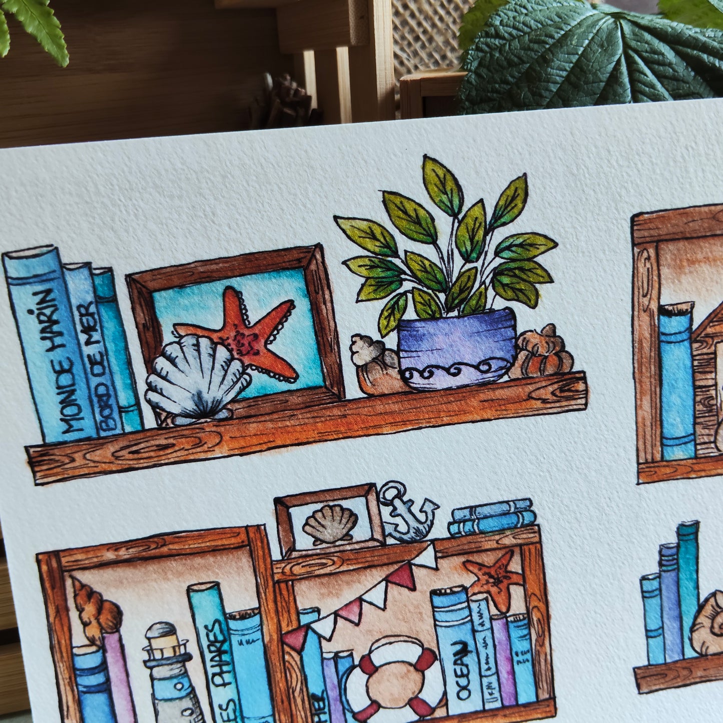 Affiche A5 Bibliothèque Marine – Livres & Trésors