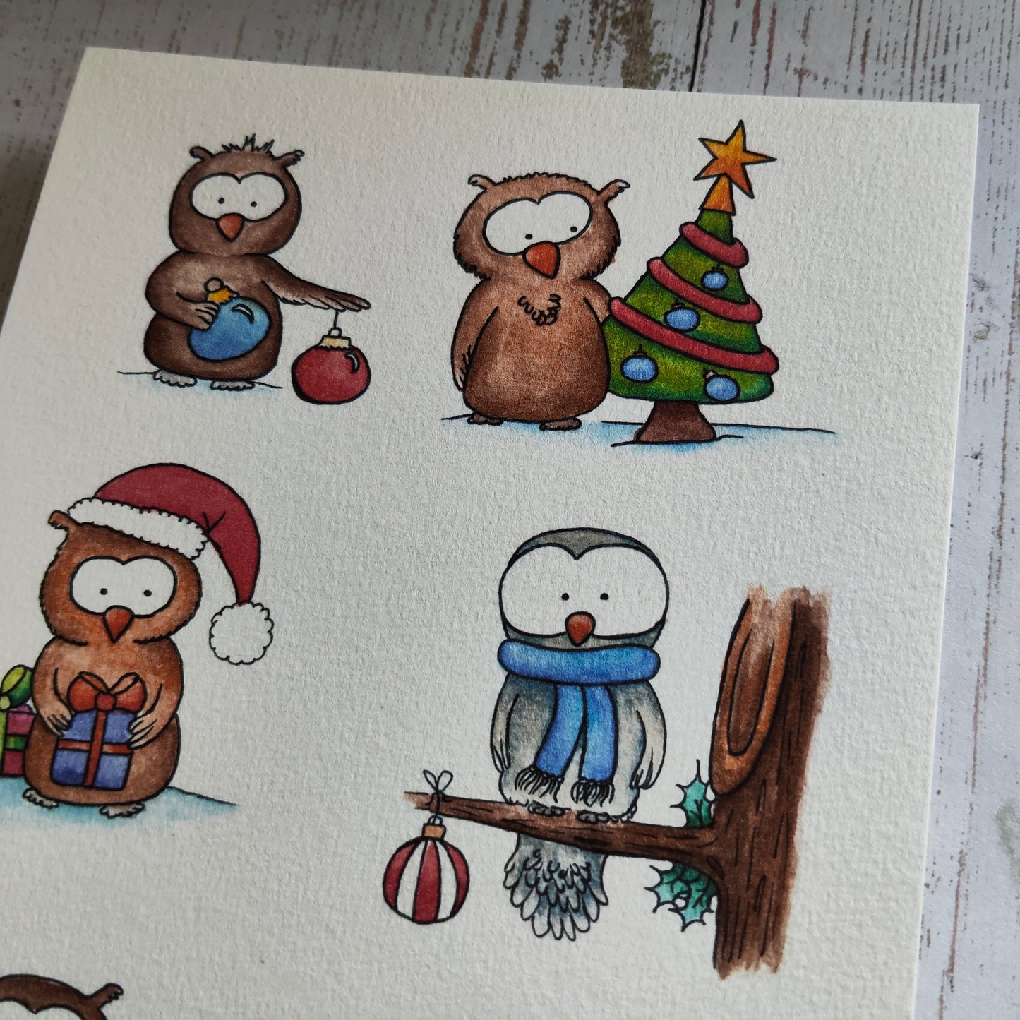 Affiche A5 Animal Oiseaux Hiboux Chouette Saison Hiver Noël