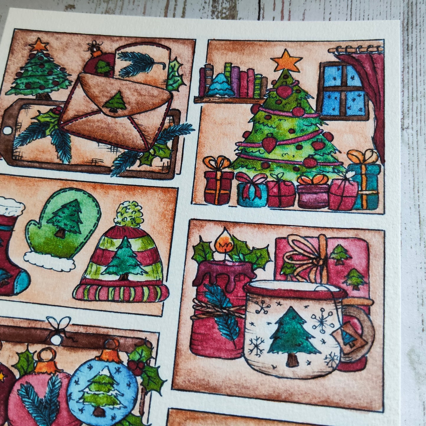 Affiche A5 Moodboard Hiver Fête Noël Arbre Sapin Cosy