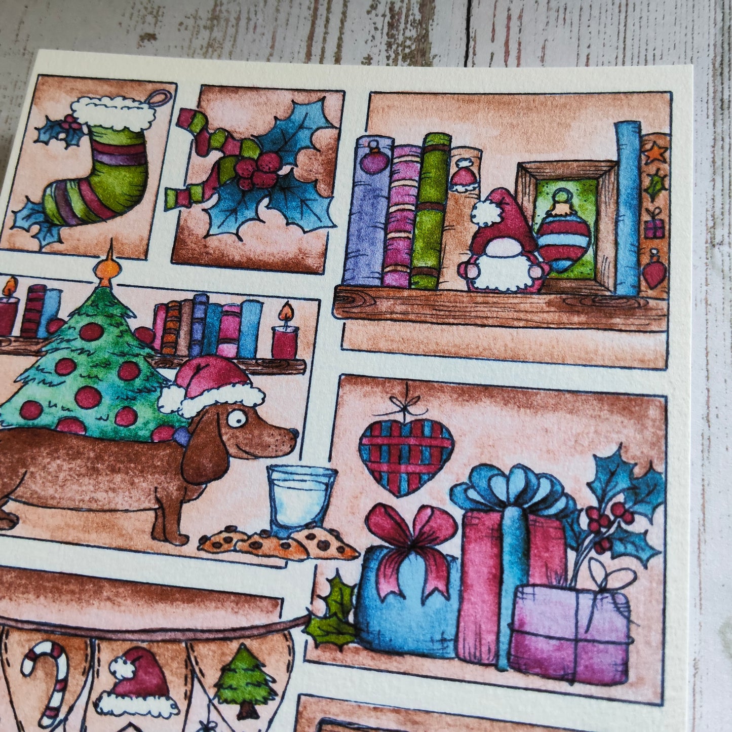 Affiche A5 Noël Ornement décoration maison Chien teckel