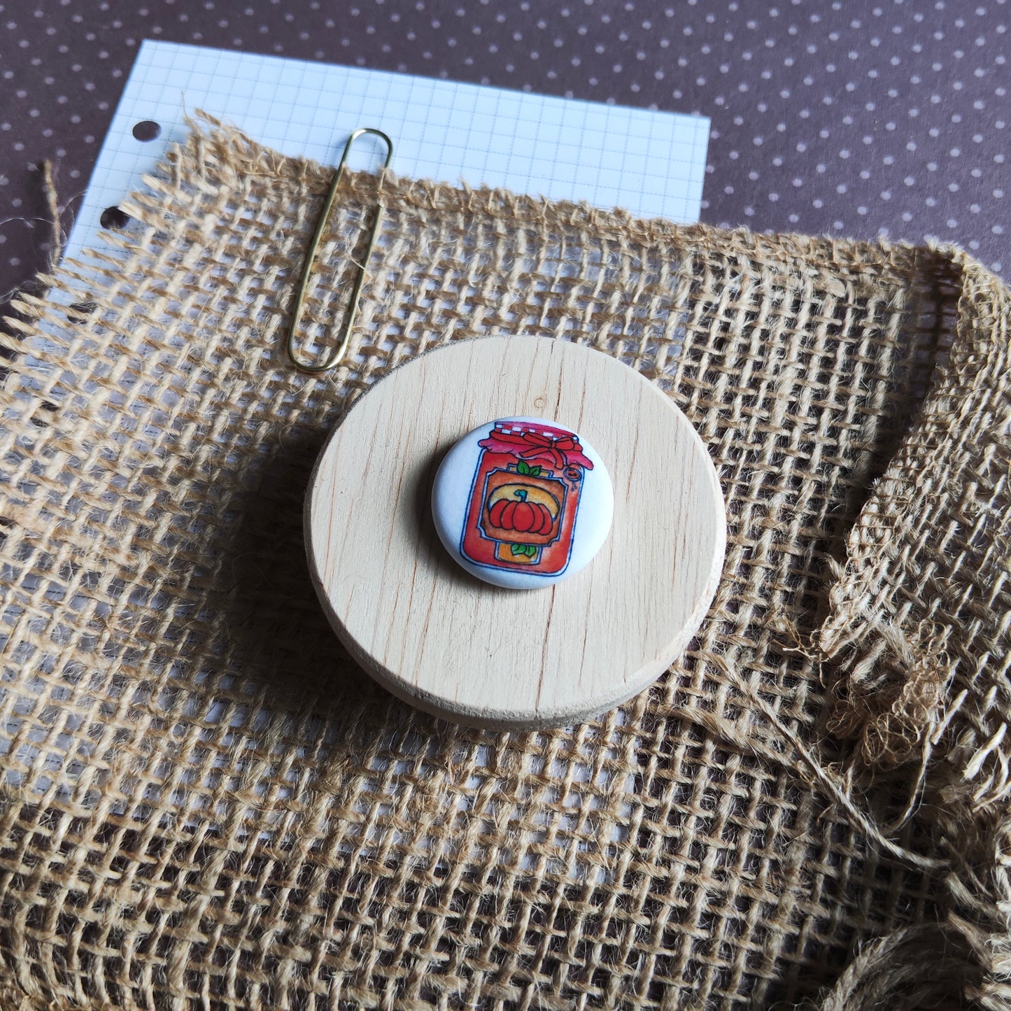 Badge Automne Bocal Pot Confiture Marmelade Citrouille Courge