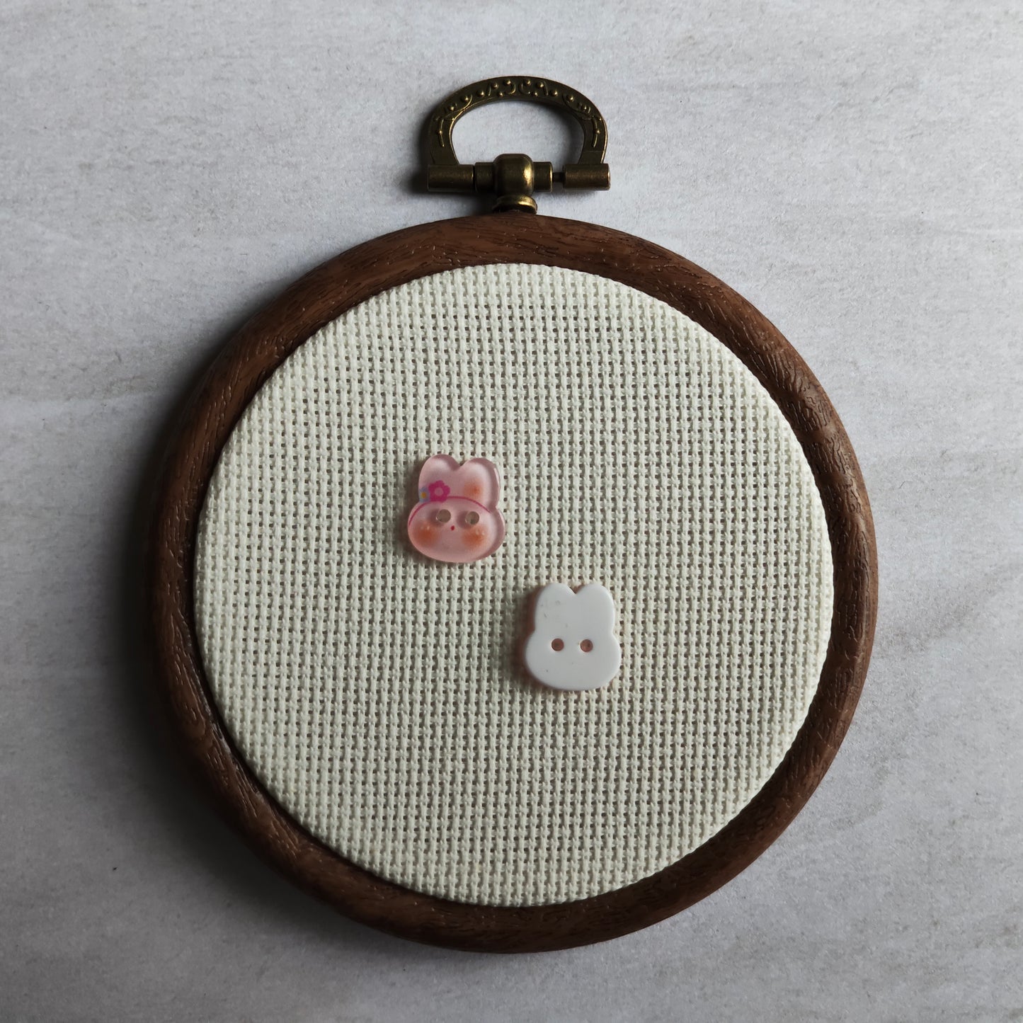 Boutons tête lapin rose fleur animal
