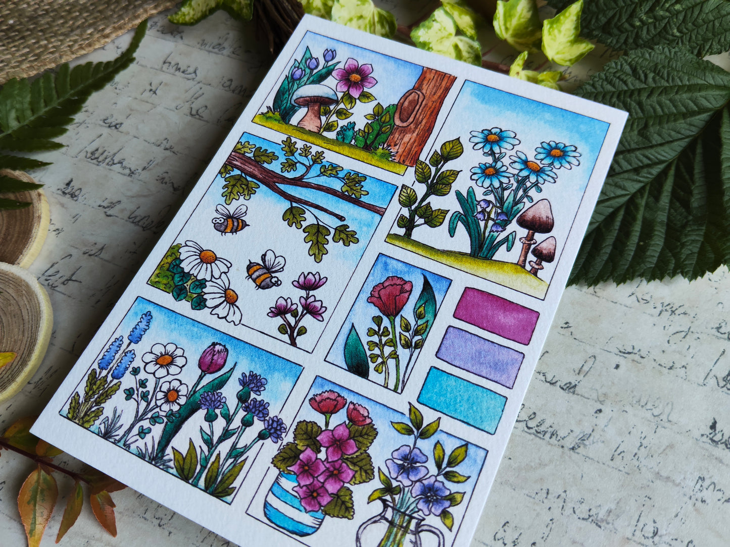 Carte Moodboard Fleurs Printanières – Couleurs Pastel et Nature