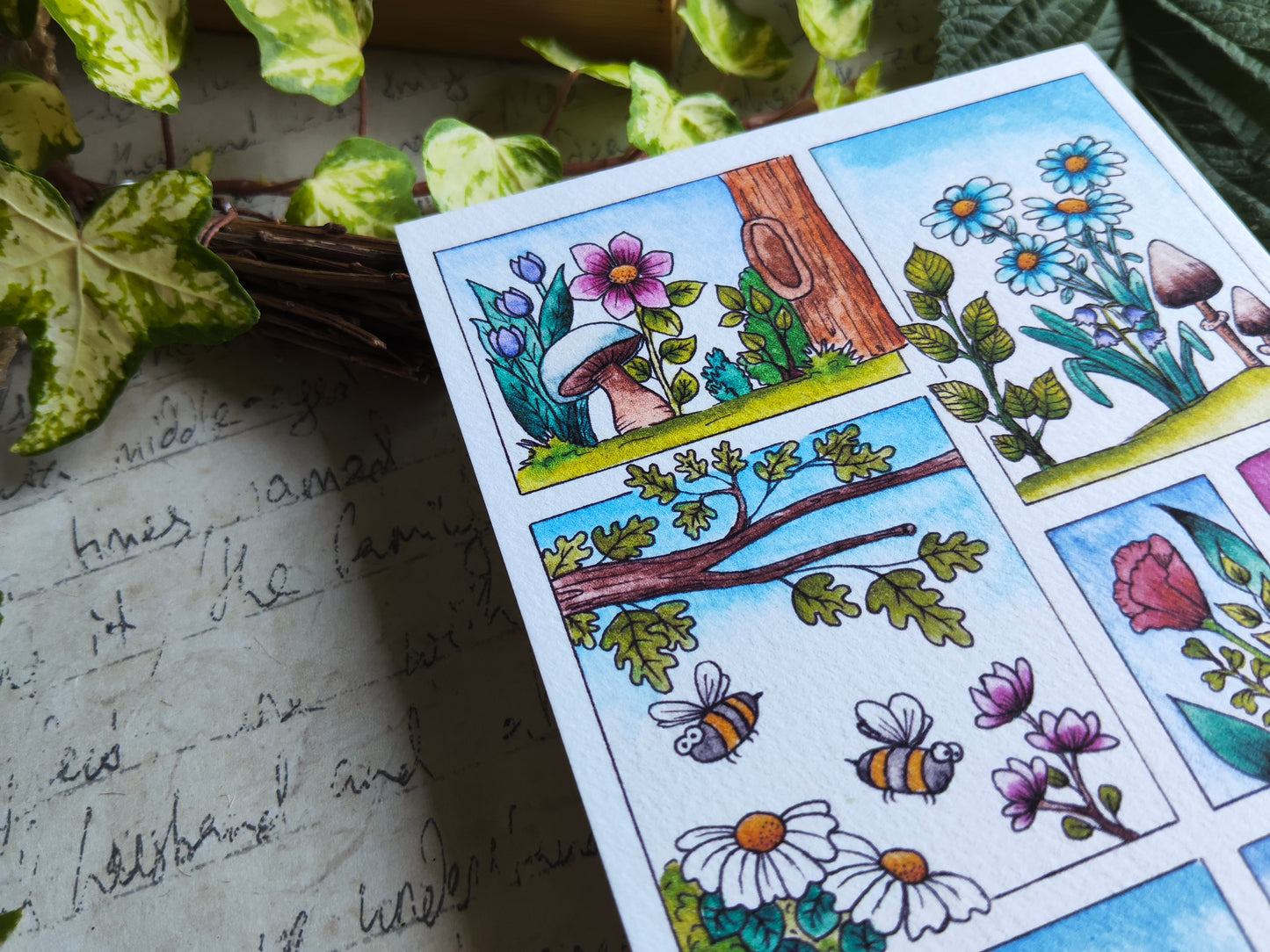 Carte Moodboard Fleurs Printanières – Couleurs Pastel et Nature