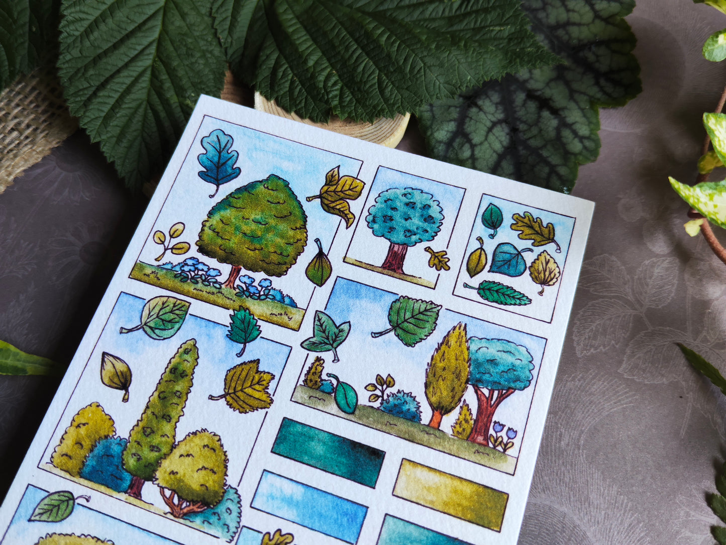 Carte Moodboard Arbres – Forêt, Feuilles et Teintes Végétales