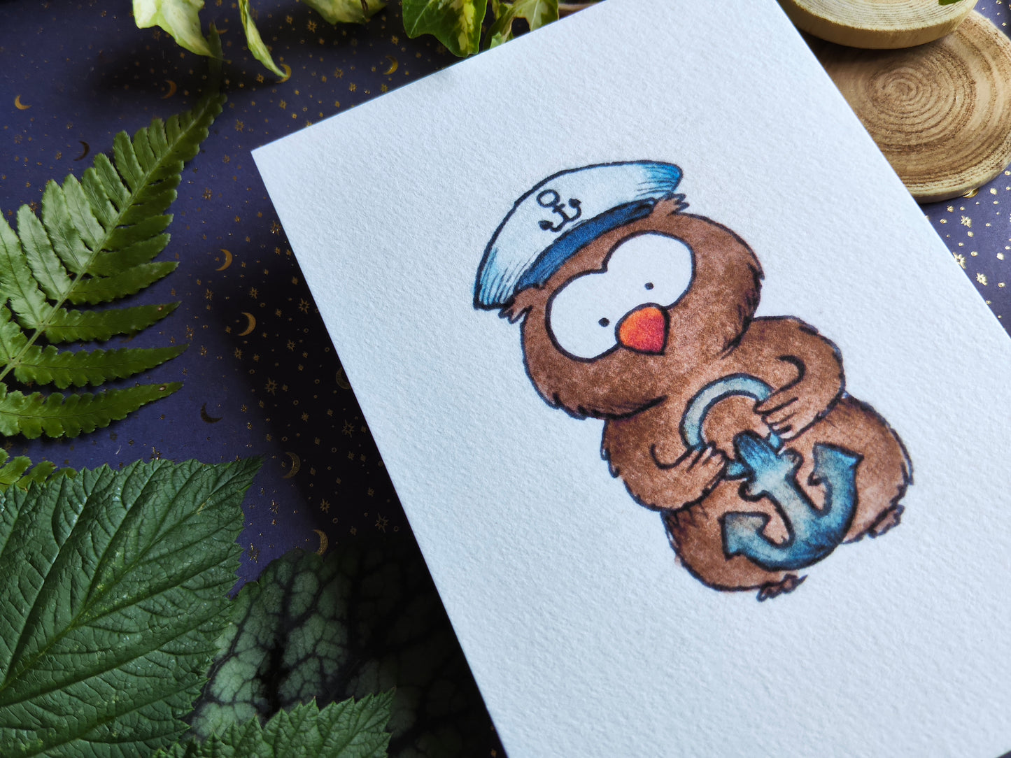 Carte Hibou Marin Rigolo – Illustration Animaux Marins