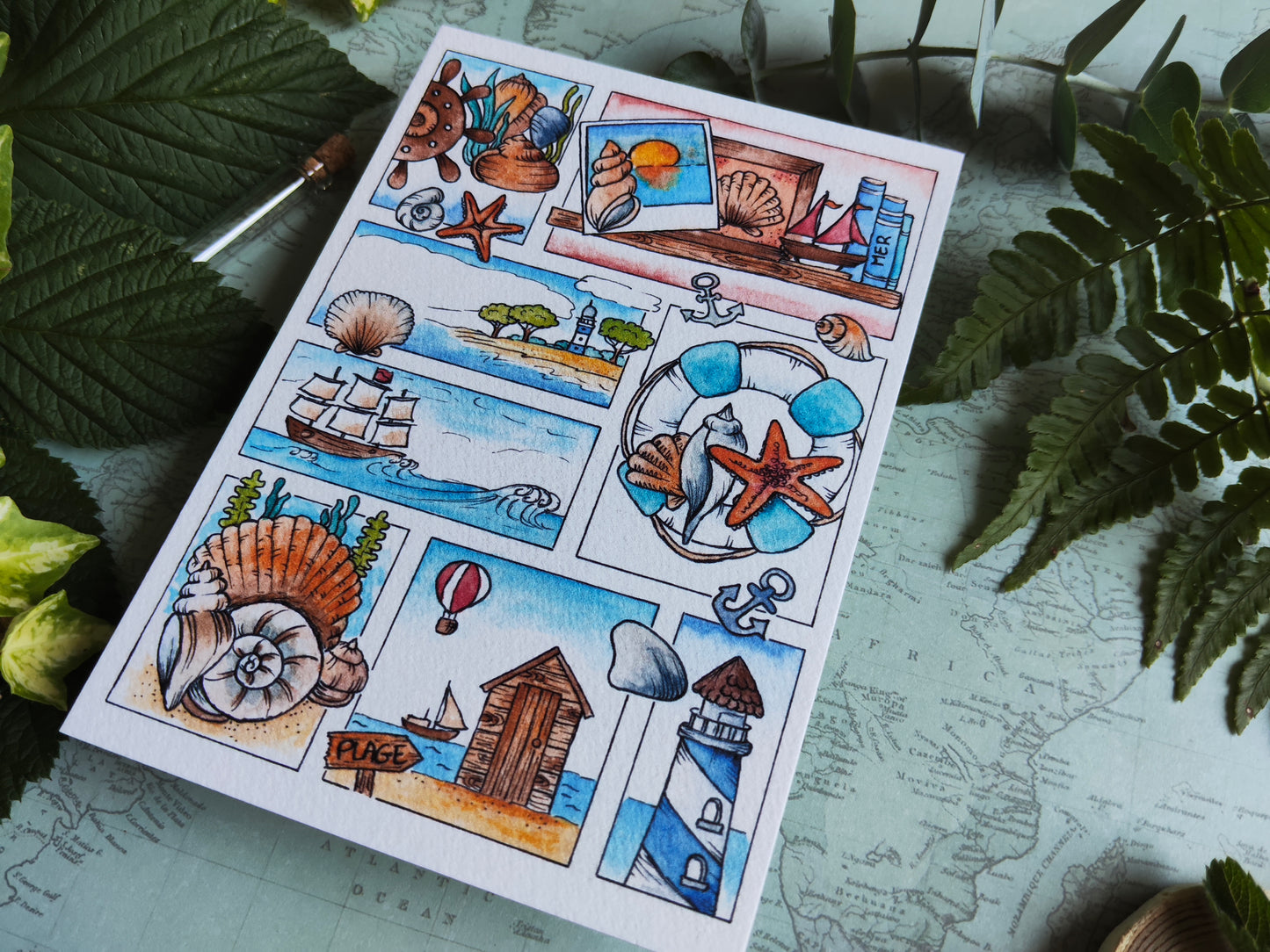 Carte Moodboard Marin – Saison d'Été en Bord de Mer