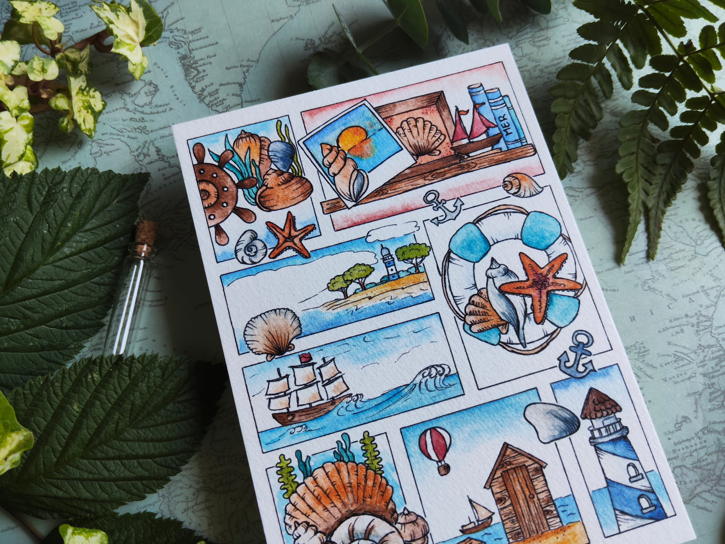 Carte Moodboard Marin – Saison d'Été en Bord de Mer