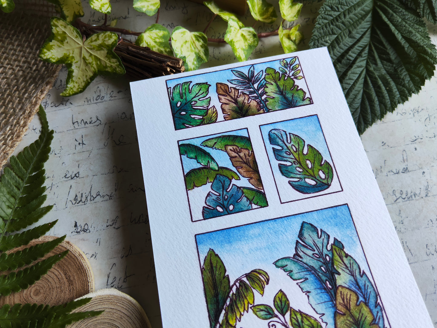 Carte Jungle Tropicale – Palmiers et Feuilles Vertes