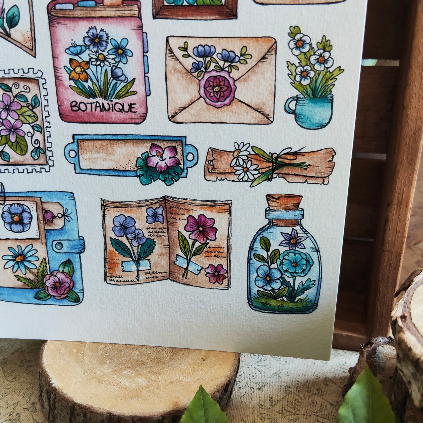 Affiche A5 – Objet Botanique Floral – Cadres fleuris et poétiques