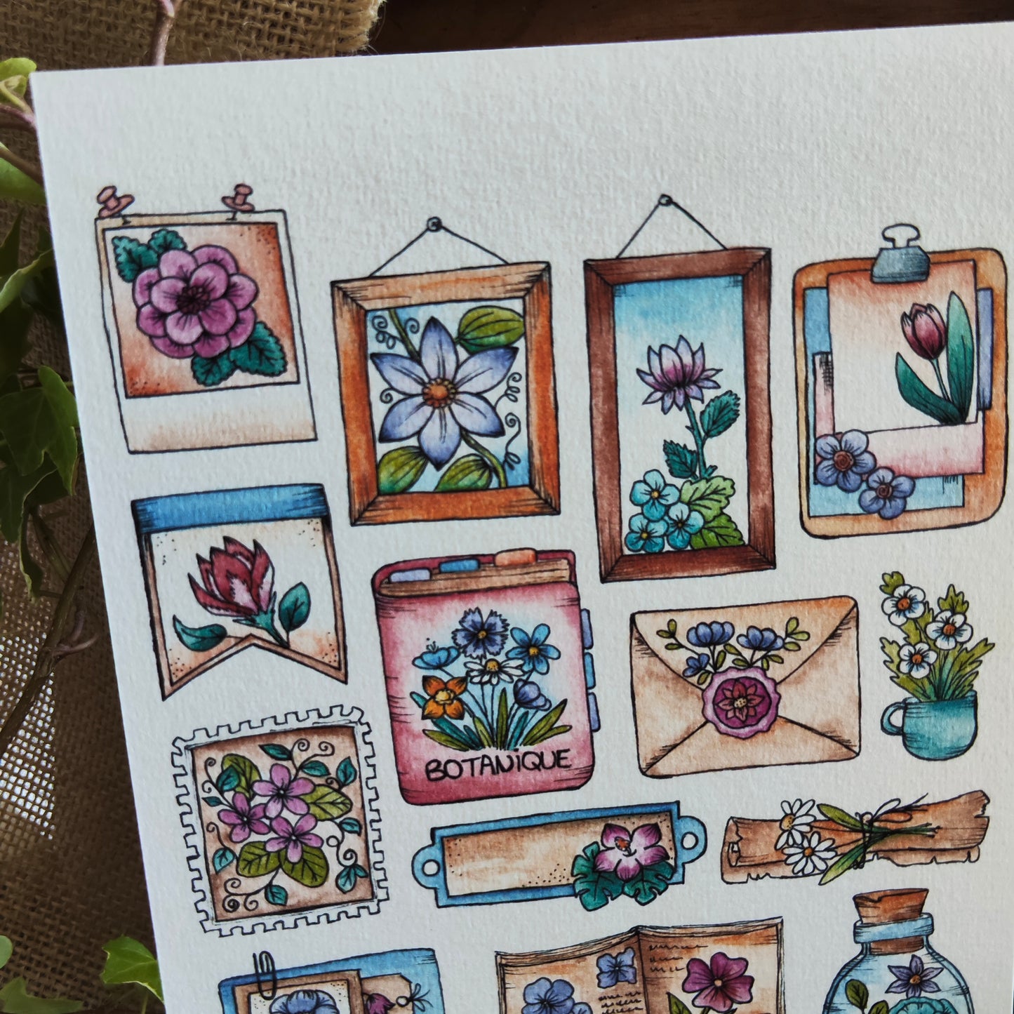 Affiche A5 – Objet Botanique Floral – Cadres fleuris et poétiques