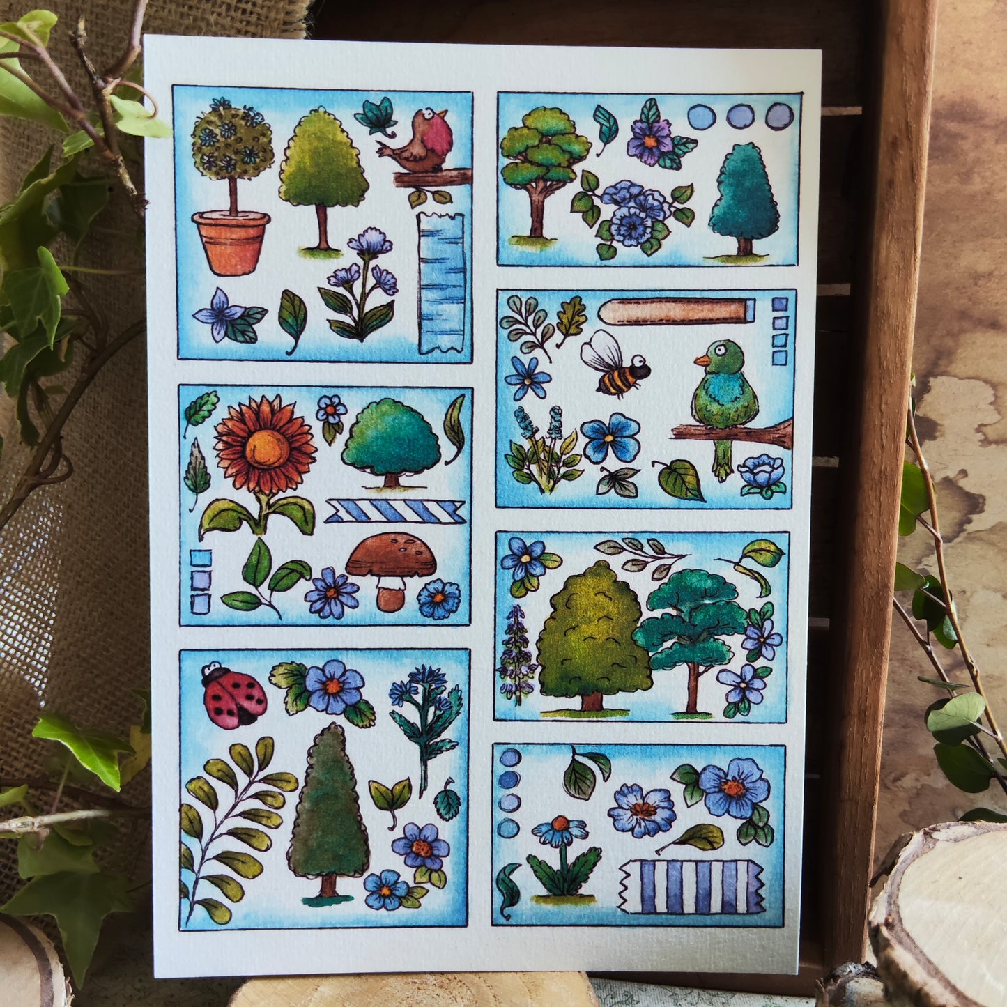 Affiche A5 – Jardin secret – Plantes magiques et petits détails fleuris