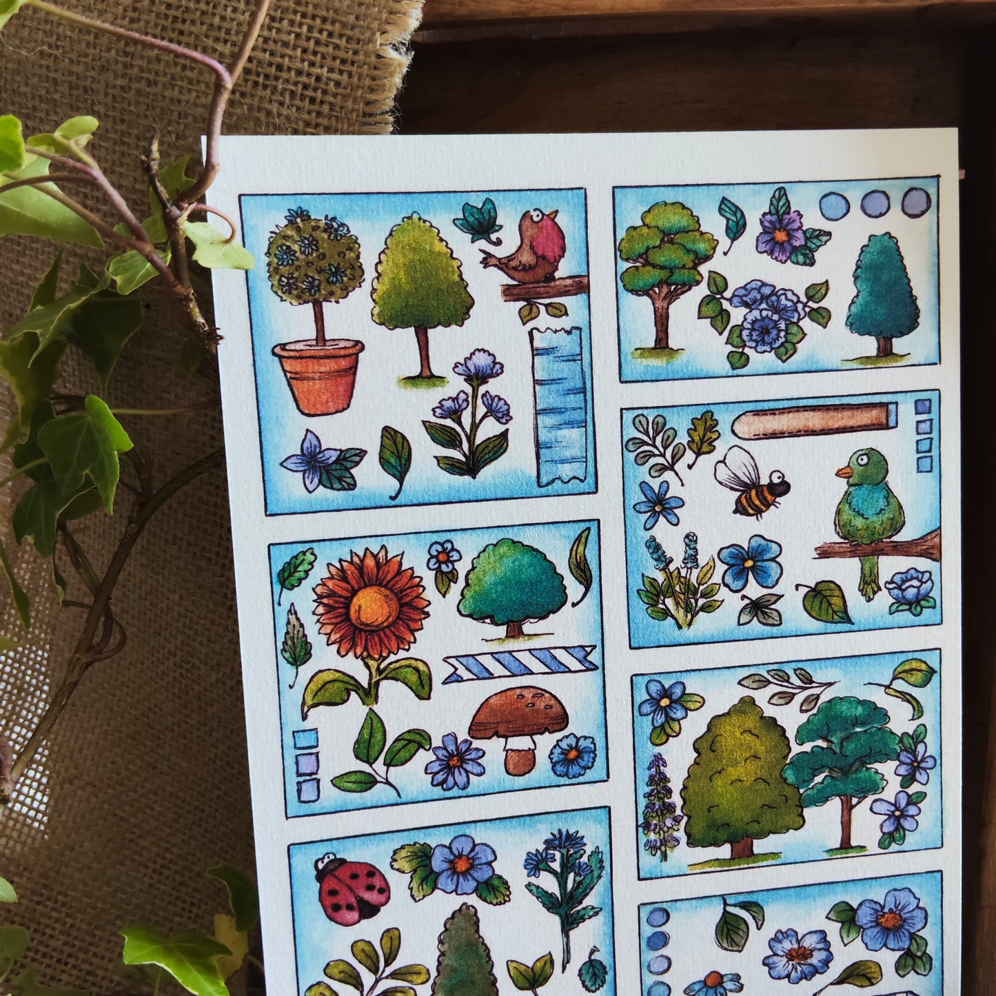 Affiche A5 – Jardin secret – Plantes magiques et petits détails fleuris