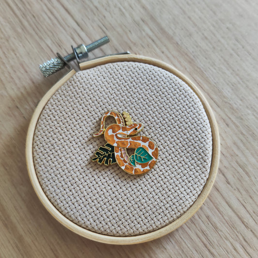 Pin's Serpent Jaune Reptile Feuille tropicale Monstera