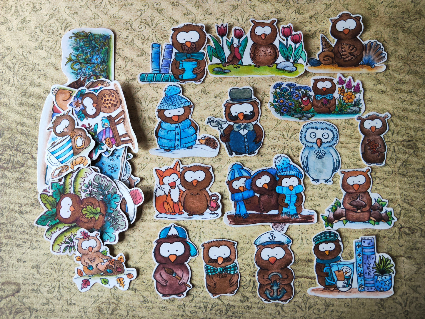 Lot de Stickers Aquarelle – Petits Hibou Mignon - Animaux