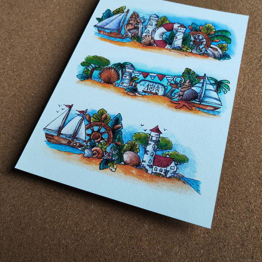 Dernière escale marine avant l’automne – Cartes & affiches aquarelle bord de mer