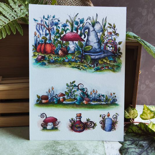 Affiche A5 Chapeau de Sorcière & Bougies Magiques