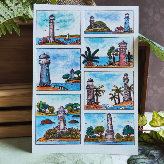 Affiche A5 Moodboard Phare – Paysage Marin Mer Bretagne