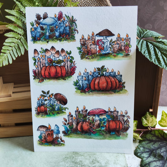 Affiche A5 Citrouilles et Champignons – Magie d’Automne
