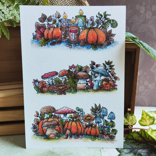 Affiche A5 Citrouille, Feuilles & Bougies – Automne Féérique