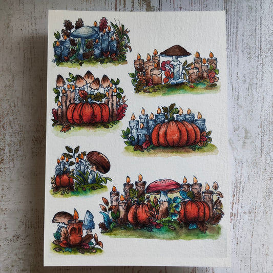 Affiche A5 Citrouilles et Champignons – Magie d’Automne