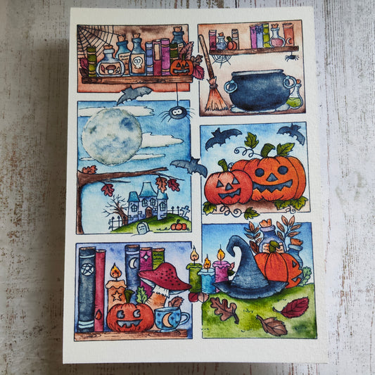 Affiche Halloween Magique – Citrouille & Sorcière