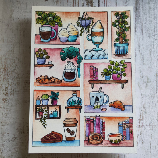 Affiche A5 Gourmandises et Plantes – Illustration Cuisine Douce, Aquarelle Vintage Pastel