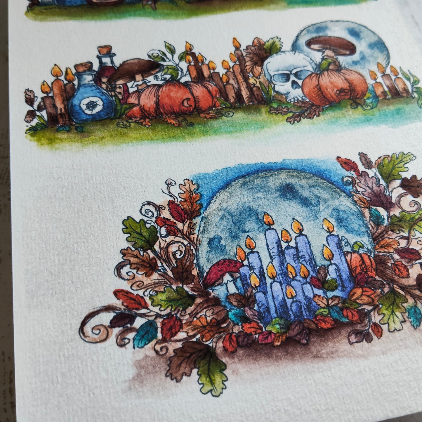 Affiche A5 Automne Enchanté – Citrouille Magie Fiole et Citrouilles