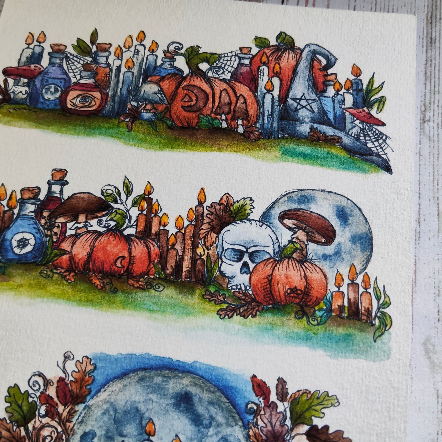 Affiche A5 Automne Enchanté – Citrouille Magie Fiole et Citrouilles