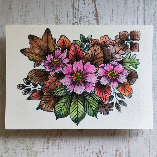 Affiche Aquarelle "Fleurs d’Automne" Anémone Japon - Illustration Botanique et Colorée