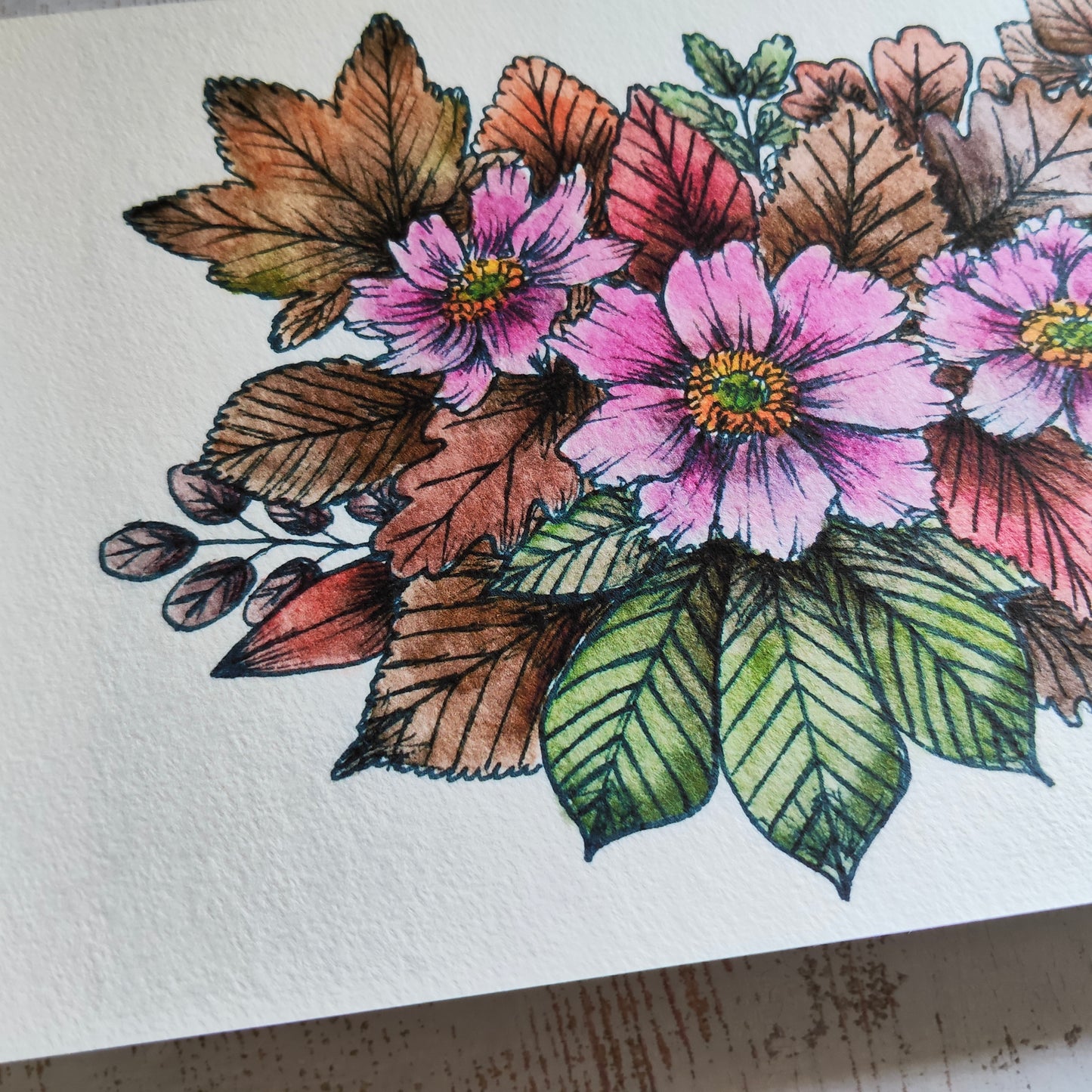 Affiche Aquarelle "Fleurs d’Automne" Anémone Japon - Illustration Botanique et Colorée