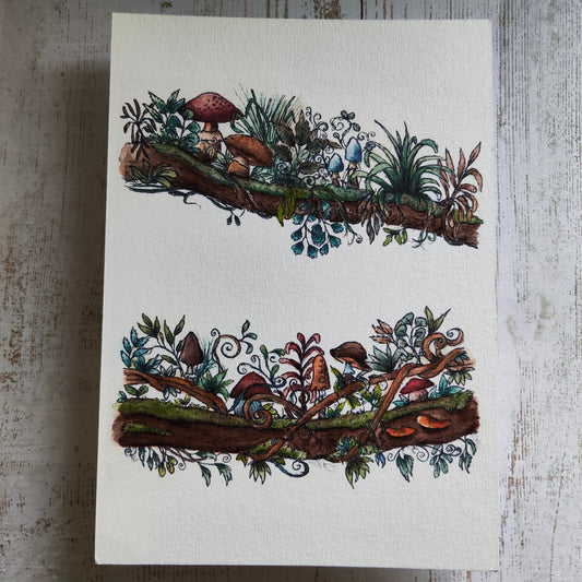 Affiche A5 Forêt Enchantée – Champignons mignon sur Branches