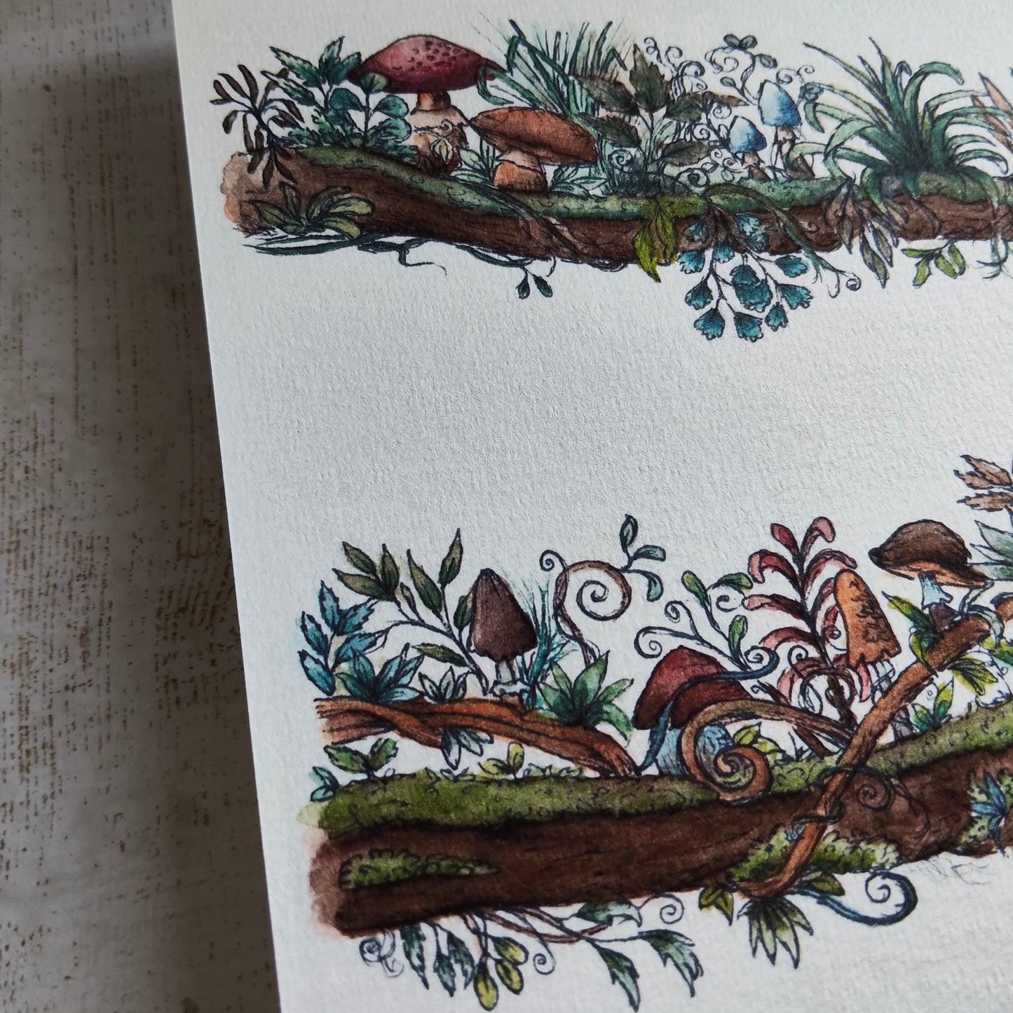 Affiche A5 Forêt Enchantée – Champignons mignon sur Branches