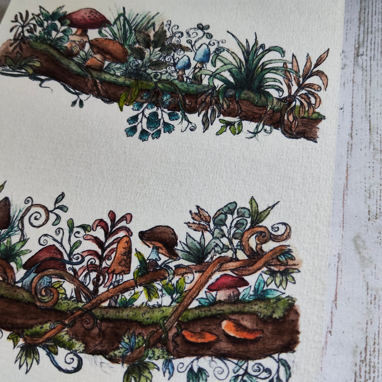 Affiche A5 Forêt Enchantée – Champignons mignon sur Branches