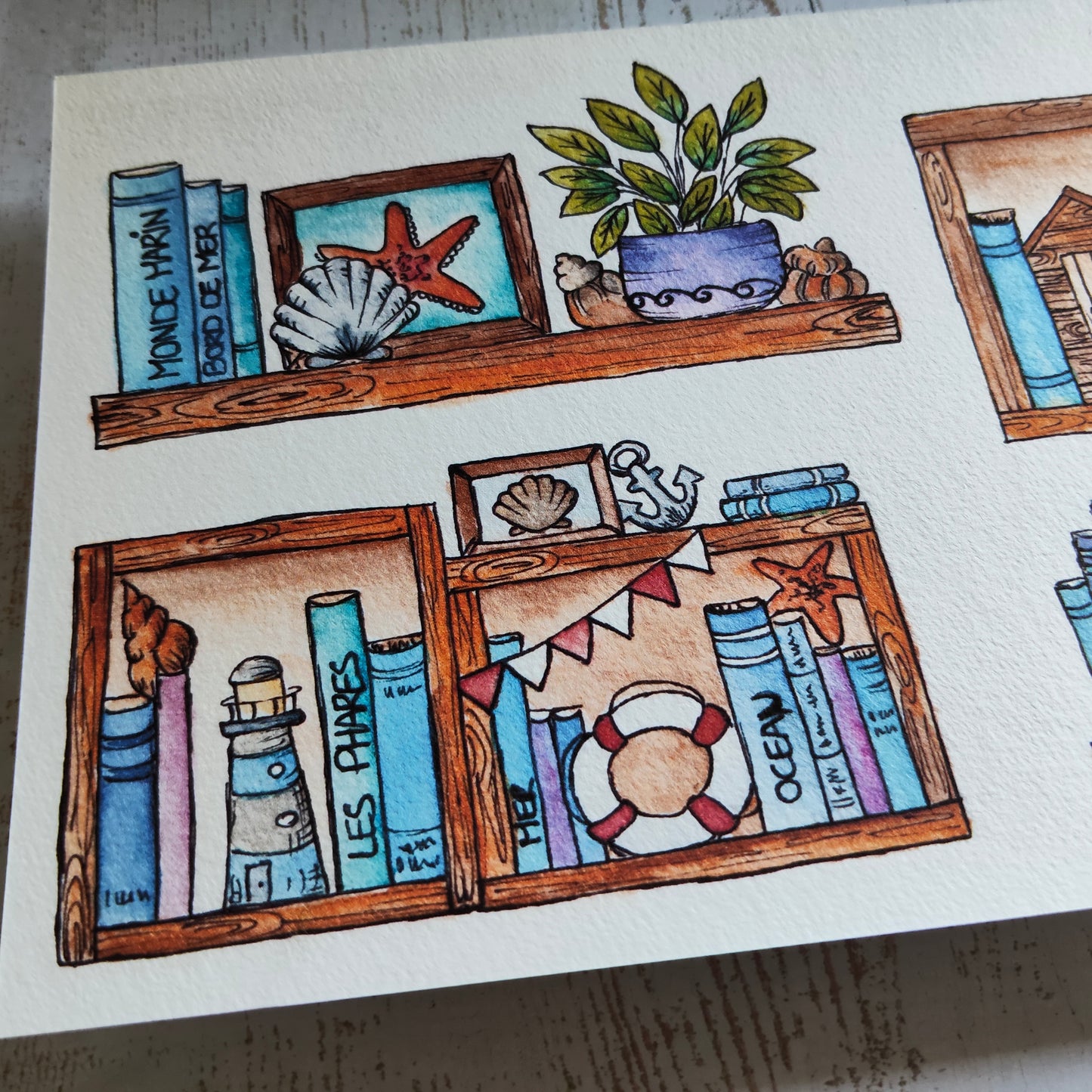 Affiche A5 Bibliothèque Marine – Livres & Trésors