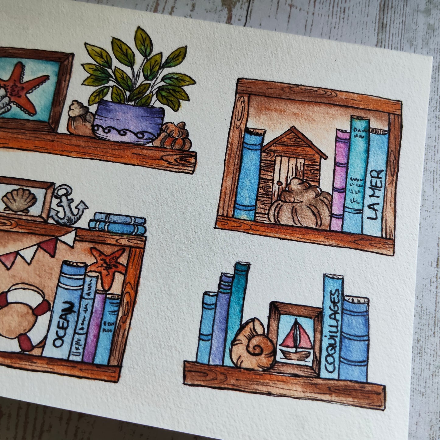 Affiche A5 Bibliothèque Marine – Livres & Trésors