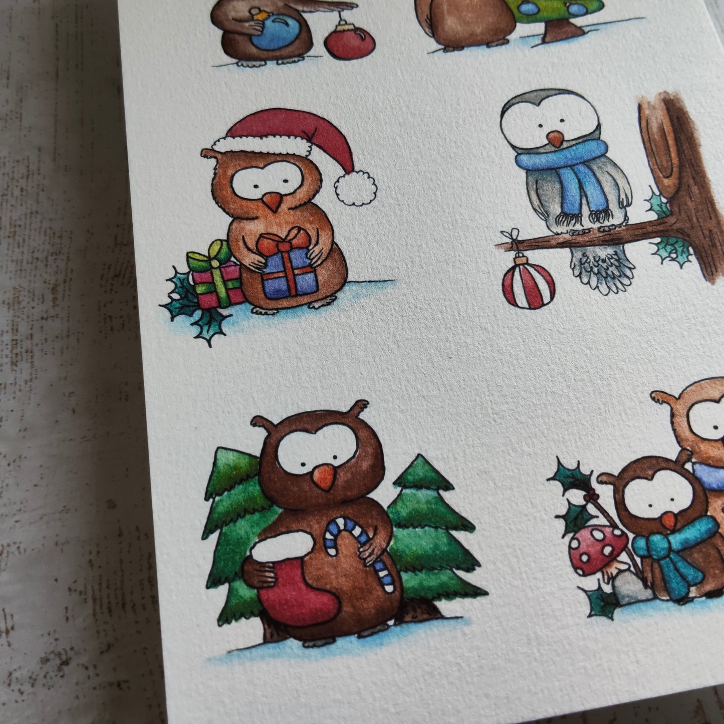 Affiche A5 Animal Oiseaux Hiboux Chouette Saison Hiver Noël
