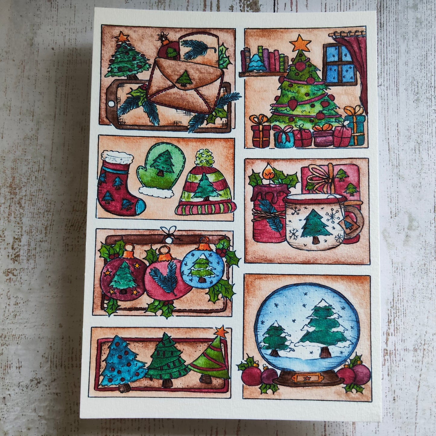 Affiche A5 Moodboard Hiver Fête Noël Arbre Sapin Cosy